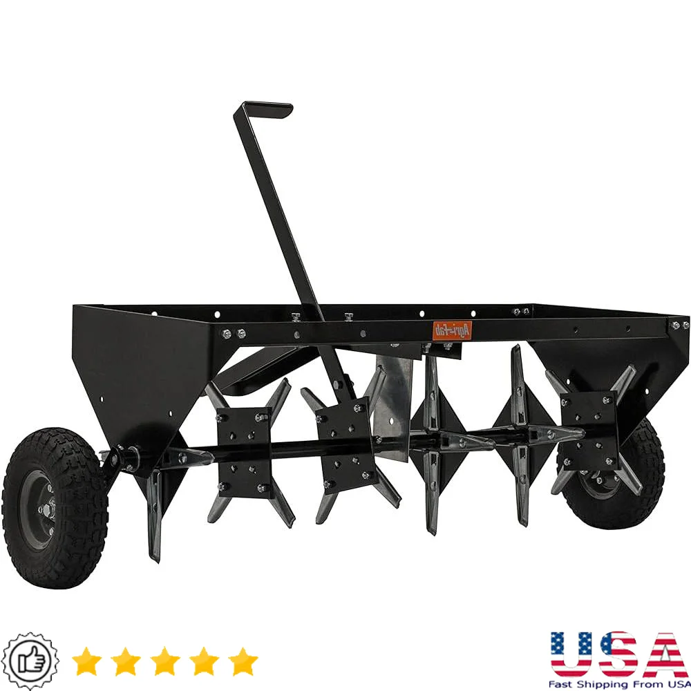 40 Inch Tow Behind Lawn Aerator Garden Tractors Metal Plug Aerator with Universal Hitch Heavy Duty Durable Lawn Care Equipment