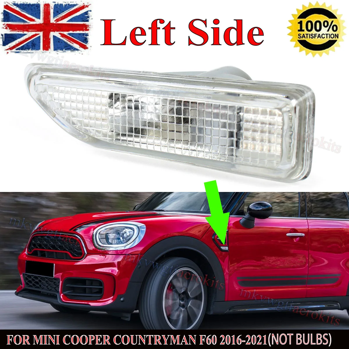 

Fit For MINI Cooper Countryman F60 2017-2021 Side Marker Turn Lamp Lights Clear Fender Driving Signal Reflector Assembly