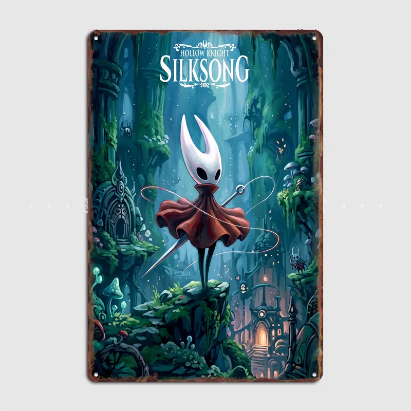 Hollow Knight Silksong Hornet Poster Metal Posters Sign Bar Club Custom Bedroom Indoor Wall Decor Tin Room Decoration Home Decor
