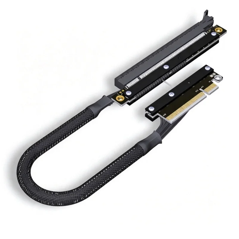 Dual Reverse PCIe5.0 Riser Cable x8 to x16 Flat Adapter Cable 256Gbps for NVIDIA RTX50 Series for AMD RX90xx GPU Extension Cable