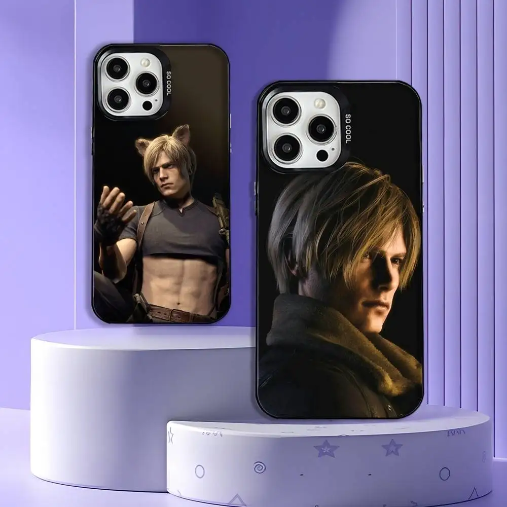 

Leon Resident Evil 4 Remake Phone Case For iPhone 16,15,14,13,12,11,Mini,Pro,SE,MAX Black Matte Shockproof Cover