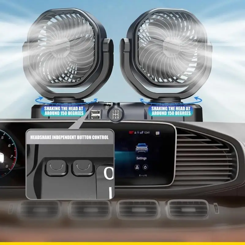 SZCH Double Head Swiveling Car And Home Fan Wide Coverage Area With Quiet Operation And Adjustable Angles For Optimal Airflows