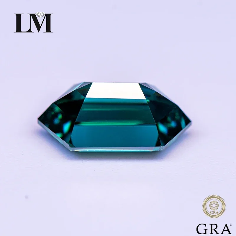 Moissanite Stone Long Hexagon Cut Emerald Green Primary Color Lab Grown Gemstone for DIY Jewelry Making with GRA Certificate