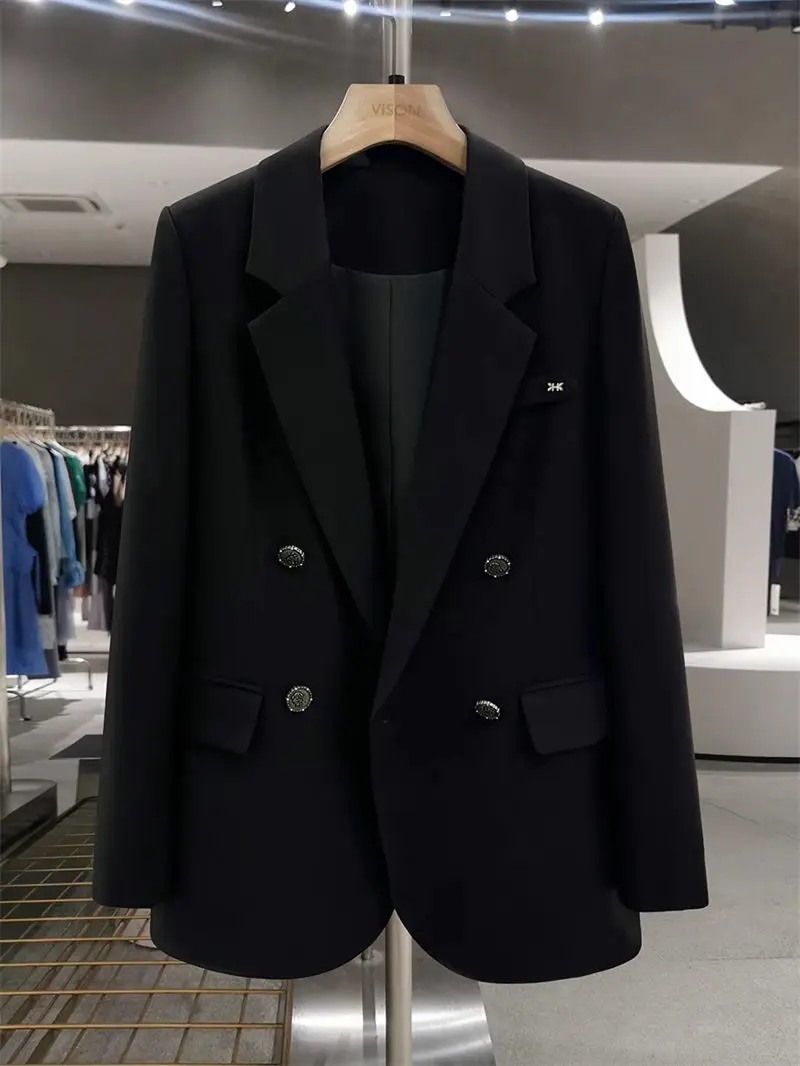 

2025 Новый черный женский элегантный пиджак в британском стиле | Весенне-осенний трендовый пиджак Goddess | Офисная одежда Пальто G525