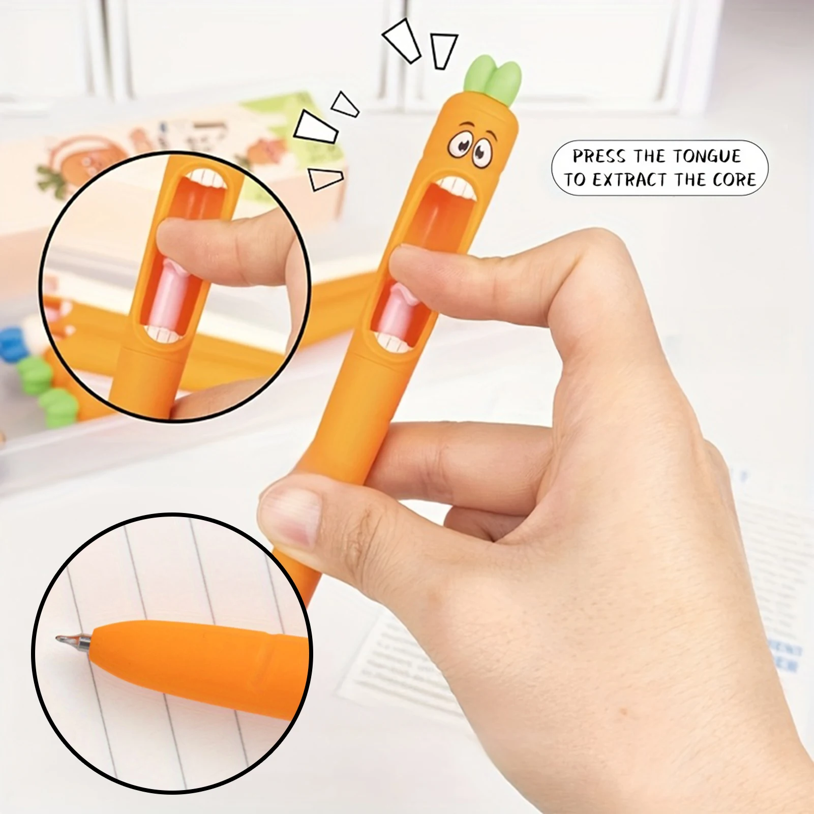 4 قطعة/صندوق الخضار والجزر هلام القلم القرطاسية الكرتون لطيف التعبير الإبداعية مدرسة مكتب هدية لوازم جميل القلم Kawaii