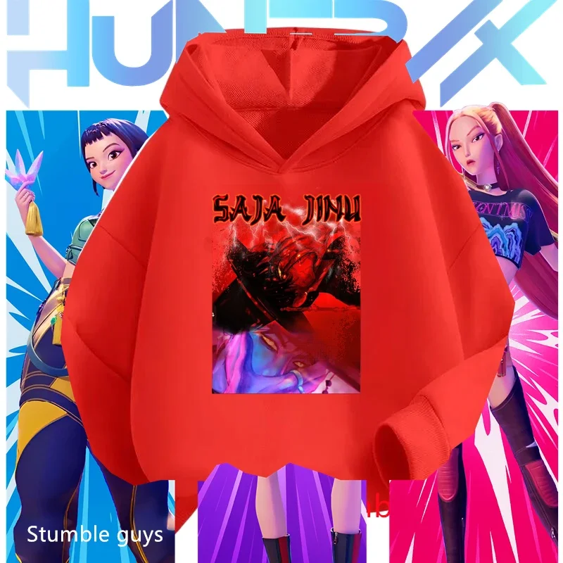 

Boys Kpop Demon Hunters Kids Hoodie Halloween Sweatshirt Warm Soft Anime Print Comfortable Hooded Tracksuit​