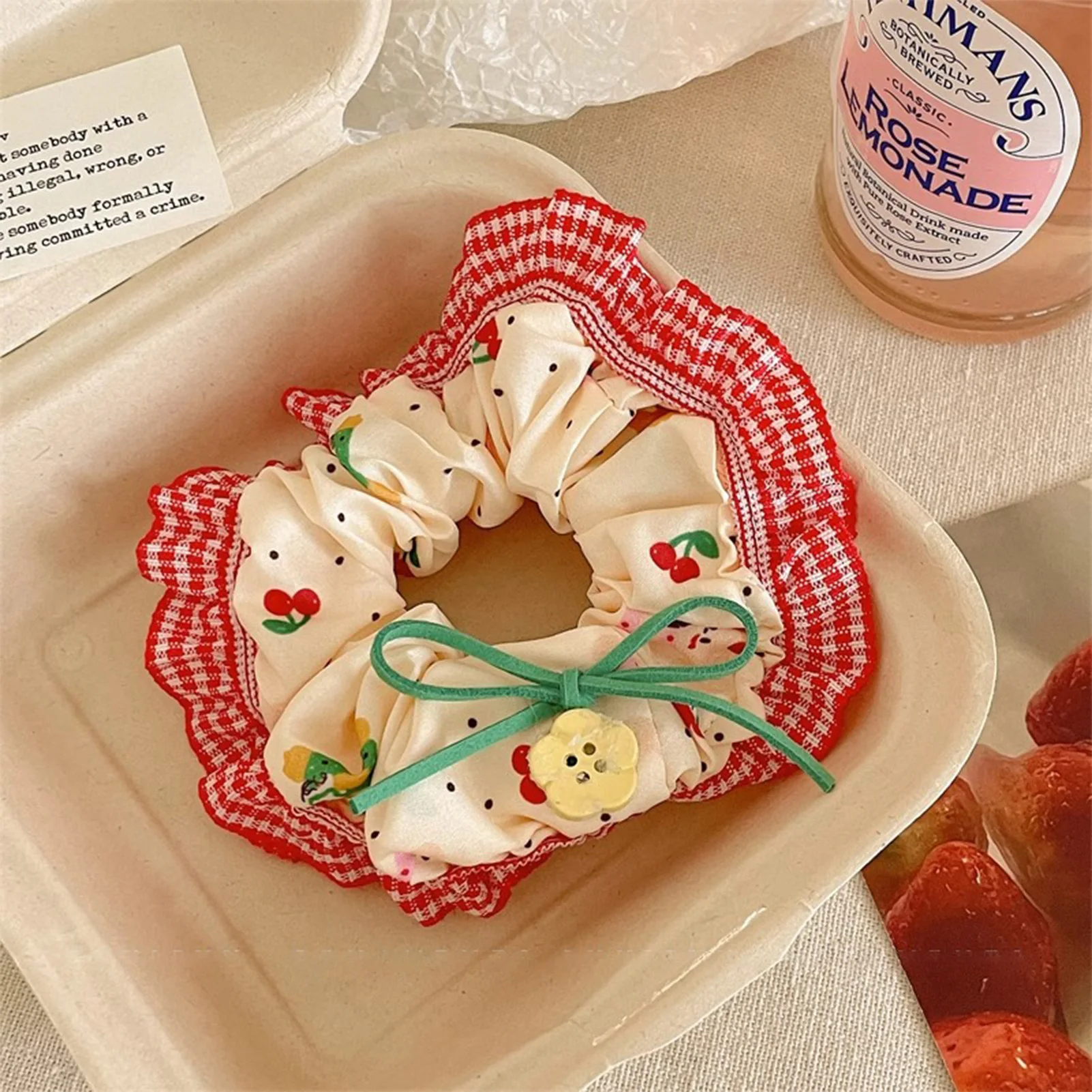 

Sweet Bowknot Scrunchie High Elasticity Hair Tie for Women & Girls Ponytail Holder Cute Ruffled Rubber Band Hair Accessories