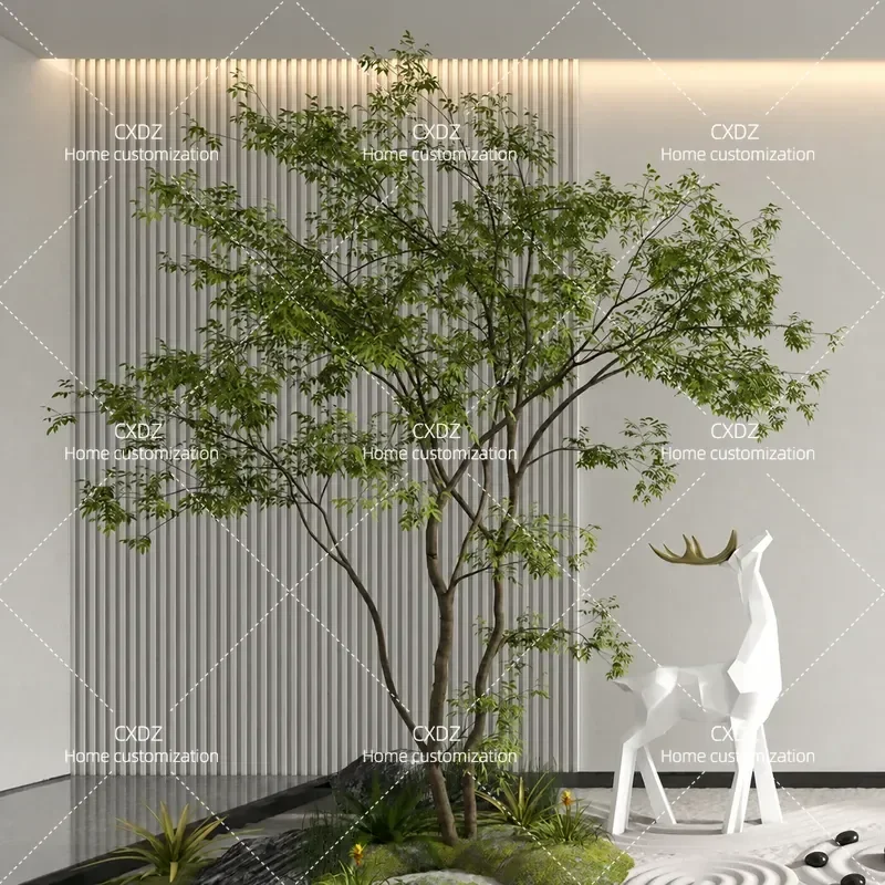 Large Artificial Tree Indoor Simulation Green Plant Floor to Ceiling Fake Tree Potted Plant for Villa Home Office Decoration