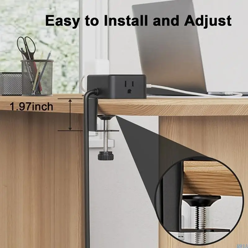 R91A Clamp On Desktop Power Strips 4AC Outputs 4 USB Port Safety #5
