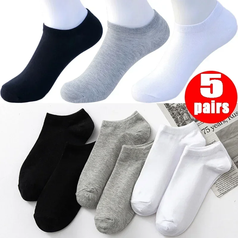 Spring and Summer Men Cotton Socks Low Tube Solid Color Business Casual Sock Black White Breathable Comfortable Ankle Sox