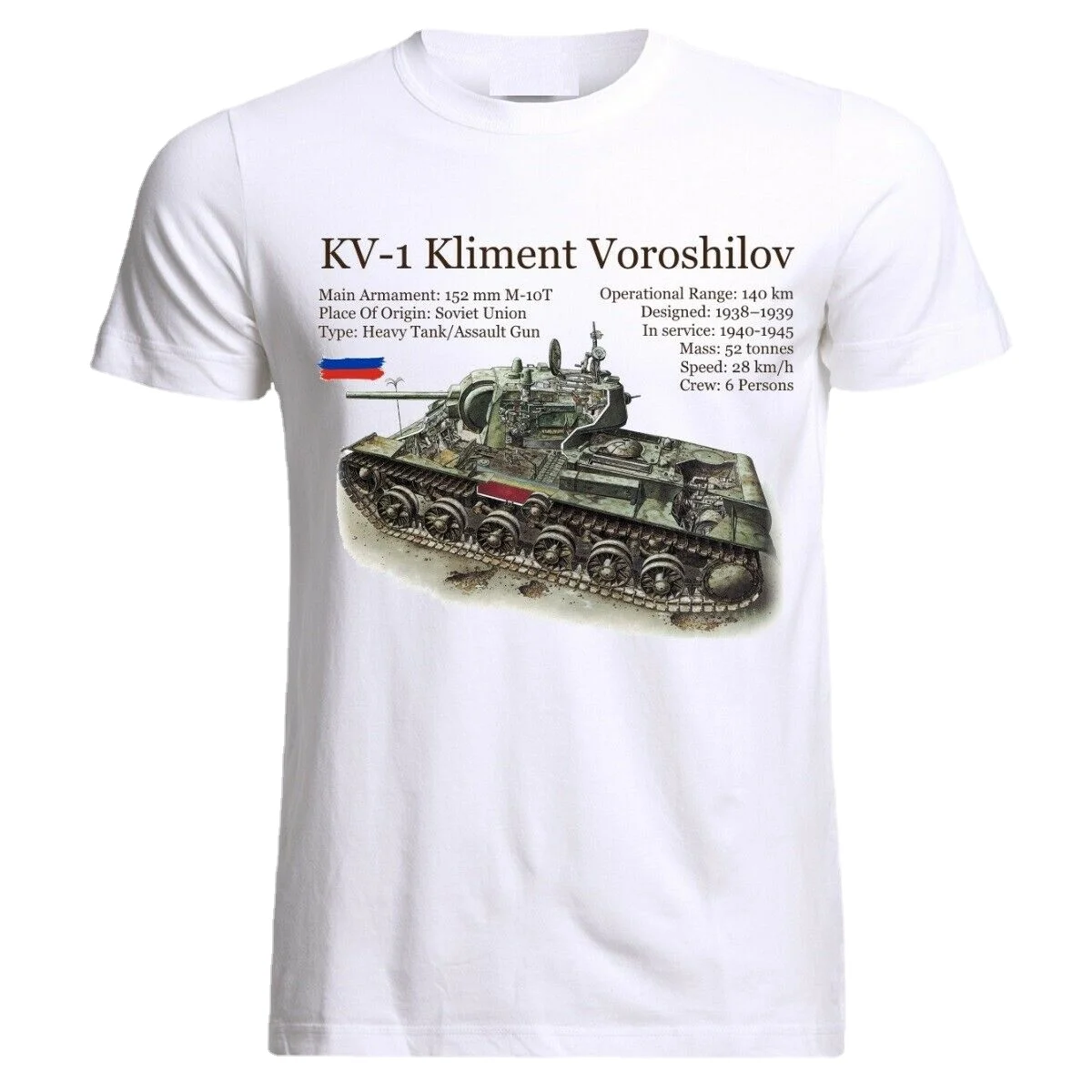 KV 1 Tank Panzer Armure WW2 Army War USSR Russia Men T-Shirt Short Casual 100% Cotton Shirts