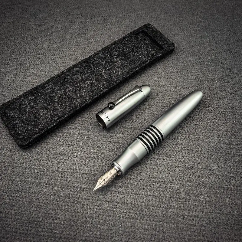 Pióro Benovel F857 Small Steel Cannon, mosiężne, chromowane, w całości metalowe, dla dorosłych, studentów, do ćwiczeń kaligrafii, do biura, zaawansowane pióro na atrament. — zdjęcie produktu 3