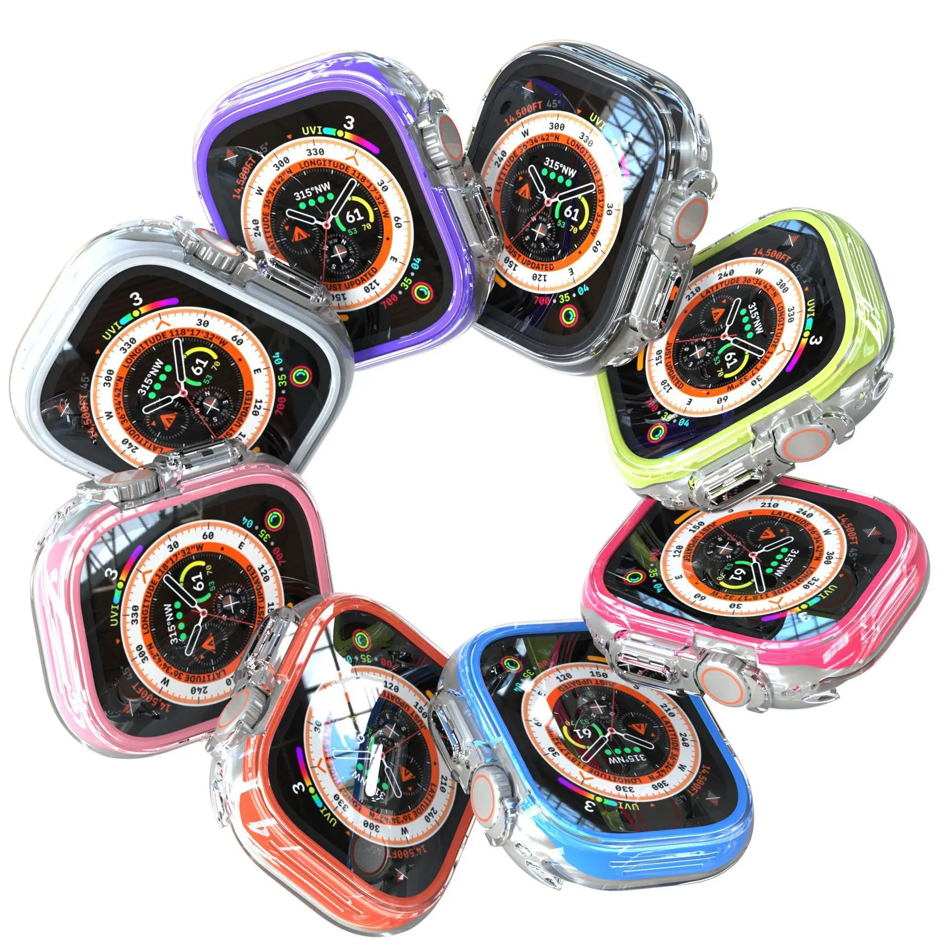 Apple Watch Ultra 49mm、11、10、46/42mm、iWatch 9、8、7、6、5、SE3、45/41/44mm対応 PC製保護シェル、バンパーカバー、アクセサリー