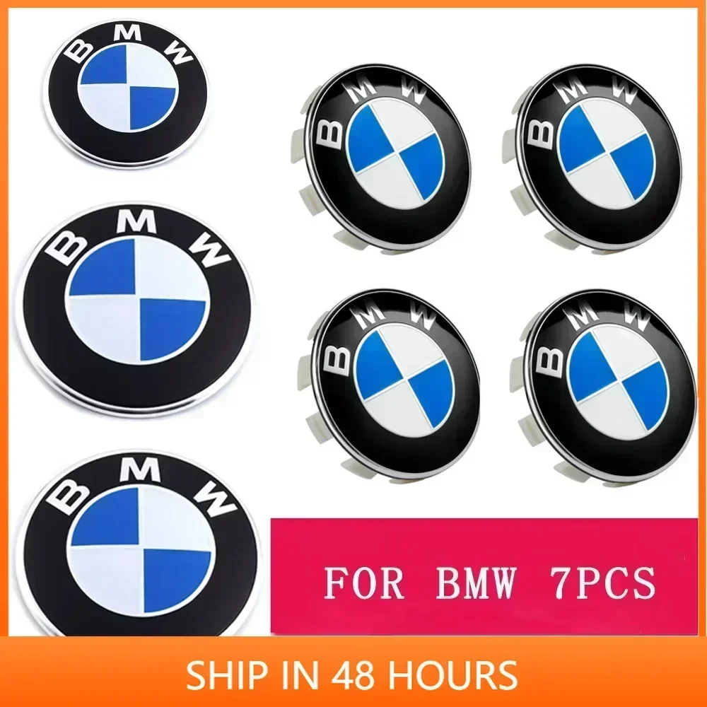 

Набор из 7 штук: эмблема на капот, задний значок, наклейки на колесные диски и руль для BMW 3, 5, 6, 7 серии, X3, X5, X6, E70, E90, E91, F30, F10, E60, E8