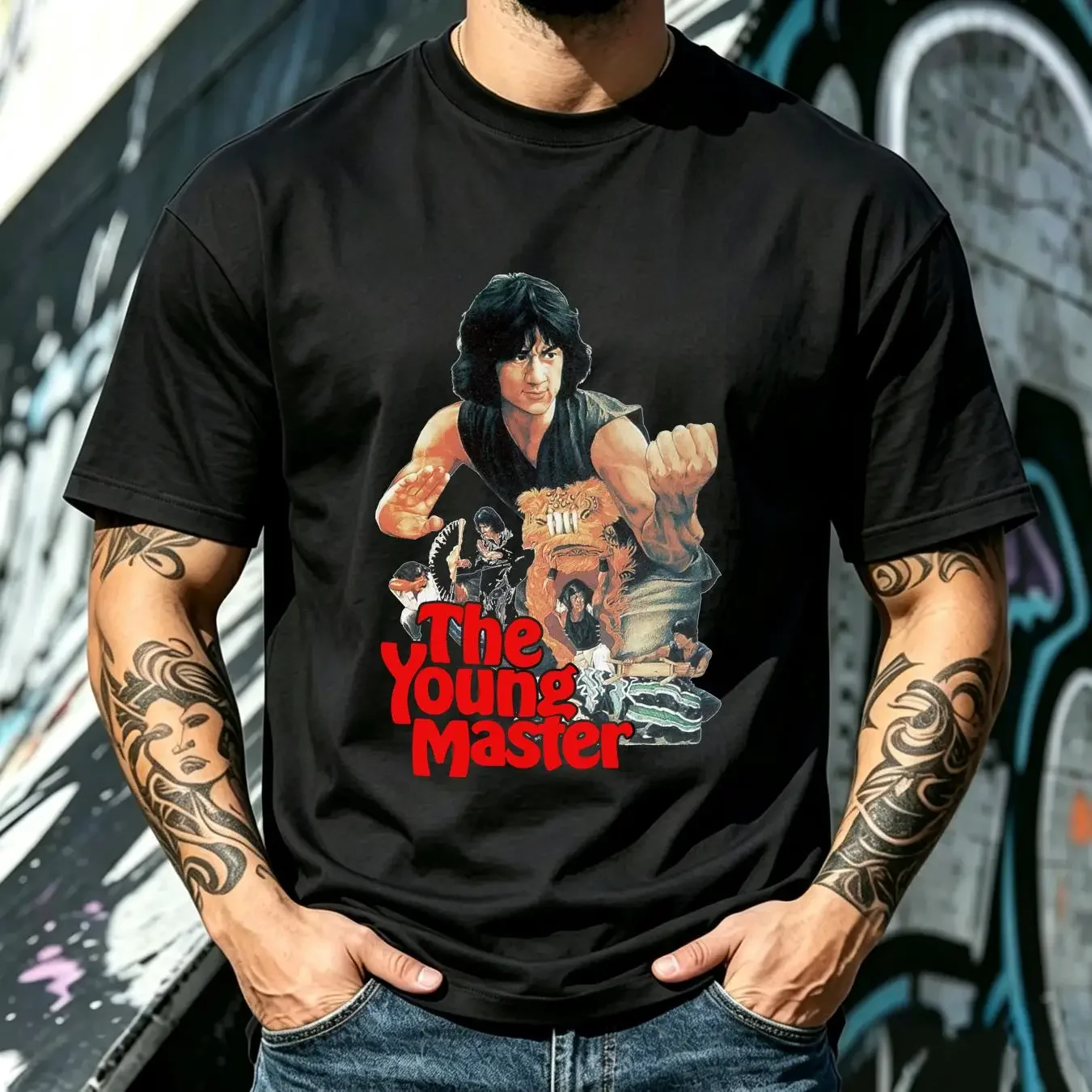 washed T Shirt The Young Master Jackie Chan Natural Vintage Cotton Movie Poster Beige All Sizes S M L XL 2X 3X 4X 5X vintage