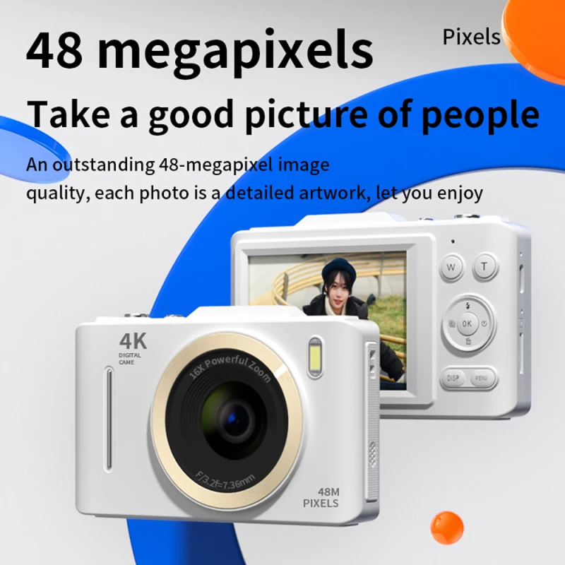 4K Digital Camera Digital Video Camera 48MP Photo 2.8 Inch Screen 16X Digital Zoom AF Anti-shake Beauty Filters Birthday Gift