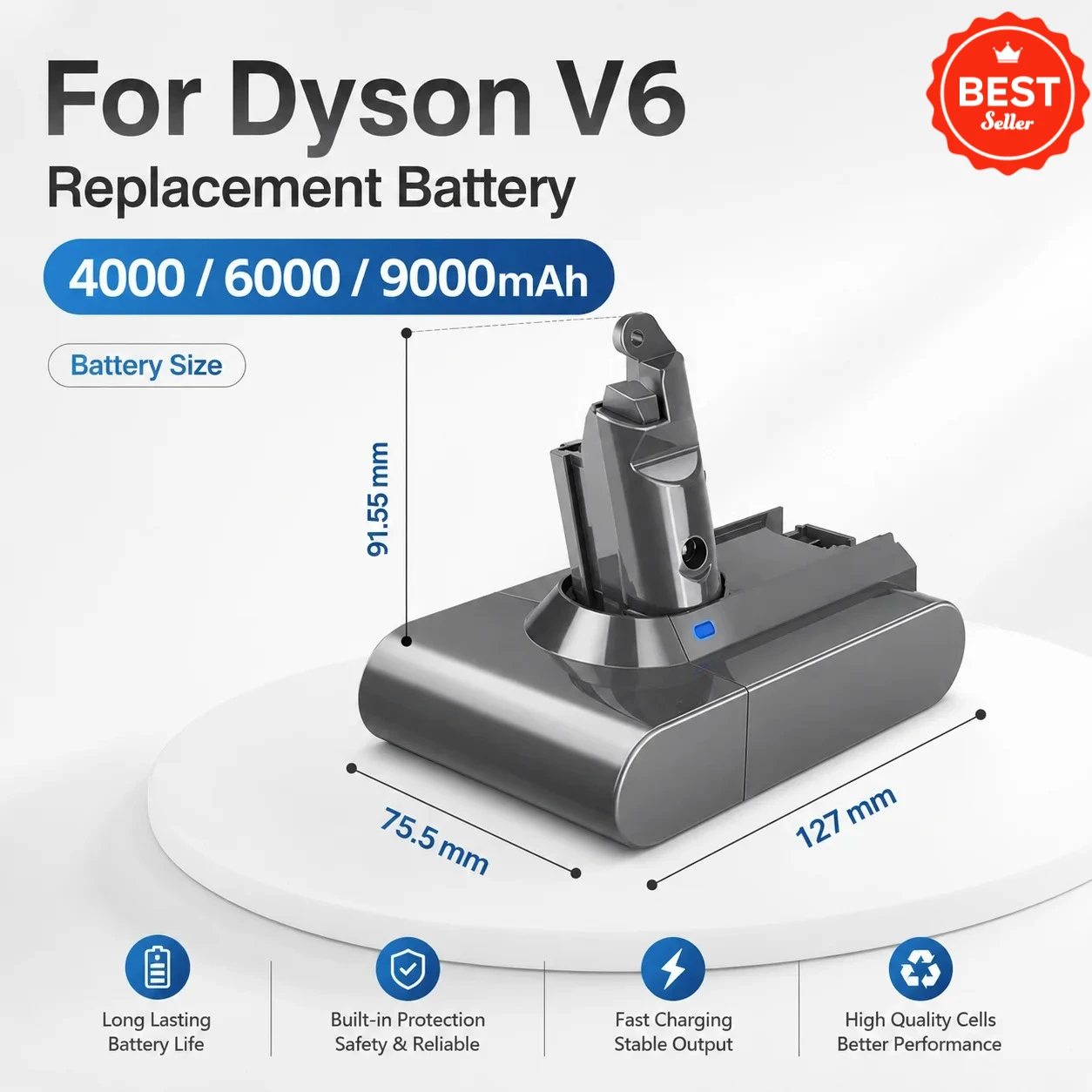 For Dyson V6 Battery 21.6V 6000/9000mAh Fit DC58 DC59 DC62 SV03 SV04 SV05 SV06 SV07 650 770 Absolute Vacuum Cleaner