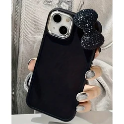 Luxury Rhinestone Bow Pattern Silicone Phone Case For iPhone 16 11 12 13 14 15 Pro Max X XS XR 7 8 Plus Shockproof Soft Cover