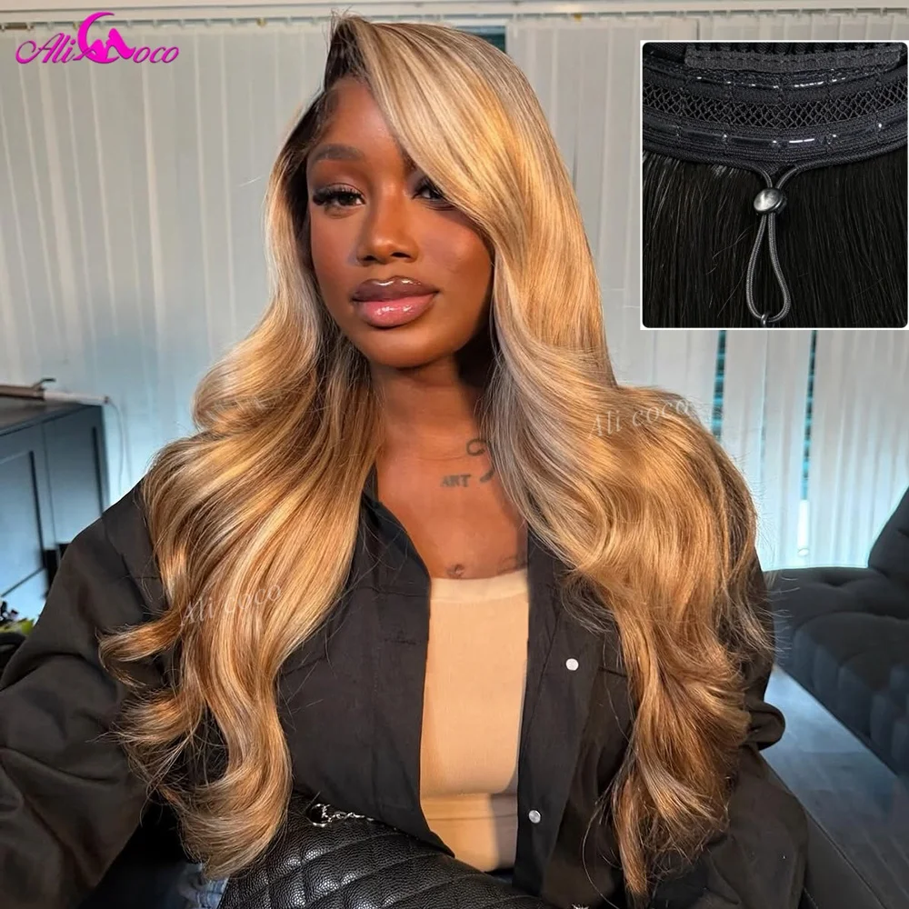 Новый улучшенный парик Ombre Ash Blonde с HD-кружевом, плотность 200%, без клея, с мелированием, волнистый, 13x6, с кружевной передней частью, на ленточном креплении, с завязками