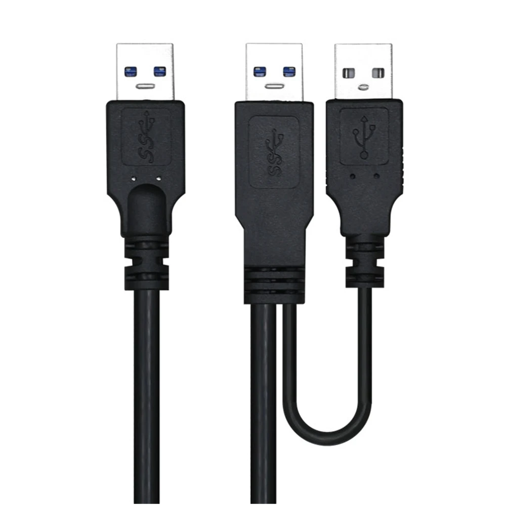 USB 3.0 male to male 3USB portable hard drive data cable connection cable 3A with auxiliary power supply port 3AM dual head powe