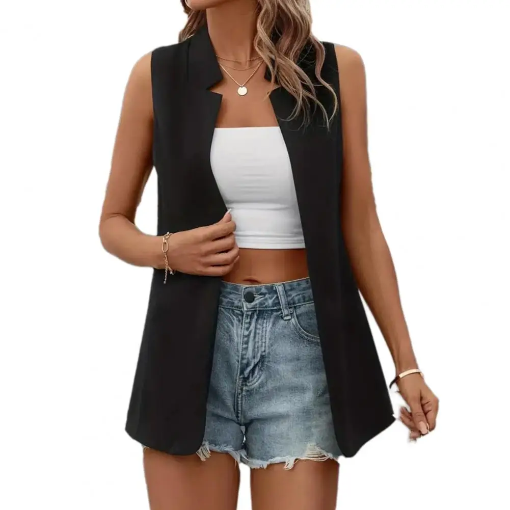 Casual Stylish Women\'s Sleeveless Vest Versatile Solid Color Cardigan for Lady Soft Washable Casual Jacket for All Occasions