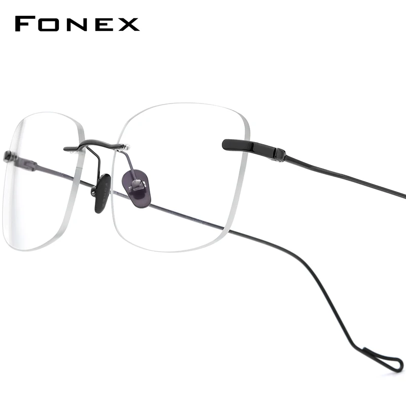 

FONEX Ultralight Titanium Glasses Frame Men Brand Design Rimless Square Eyeglasses Frameless Women Japanese Eyewear 8559