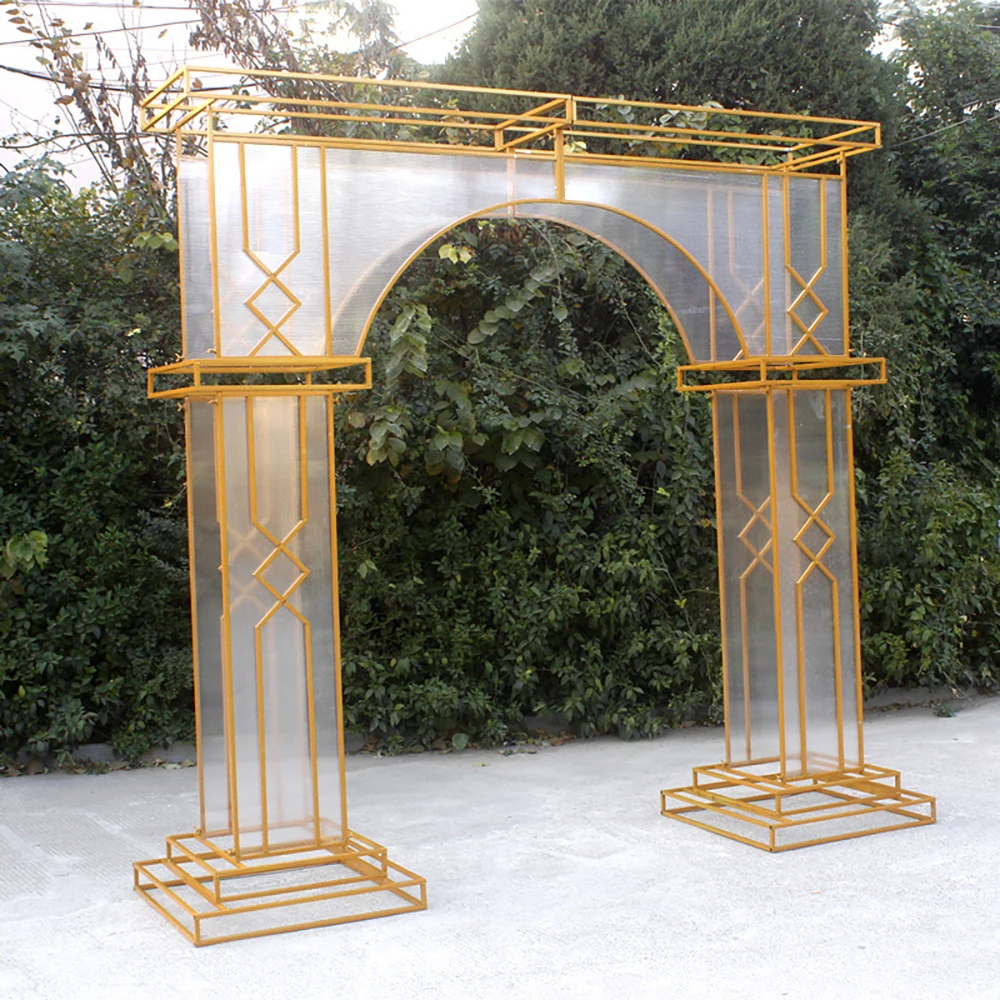 Metal Gold Arched Decoration Wedding Event Entrance Backdrop For Garden Flower Birthday Party