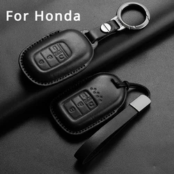 Leather Car Remote Key Case Cover For Honda Vezel City Civic Jazz BRV BR-V HRV Protector Key Shell Fob Keychain Accessories