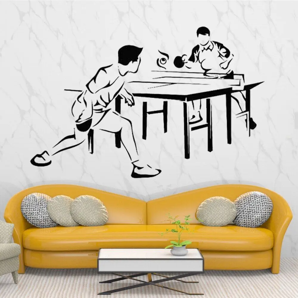 Table Tennis Wall Decals Ball Game Sports Competition Players Vinyl Window Stickers Teen Bedroom Stadium Interior Decor DW5857