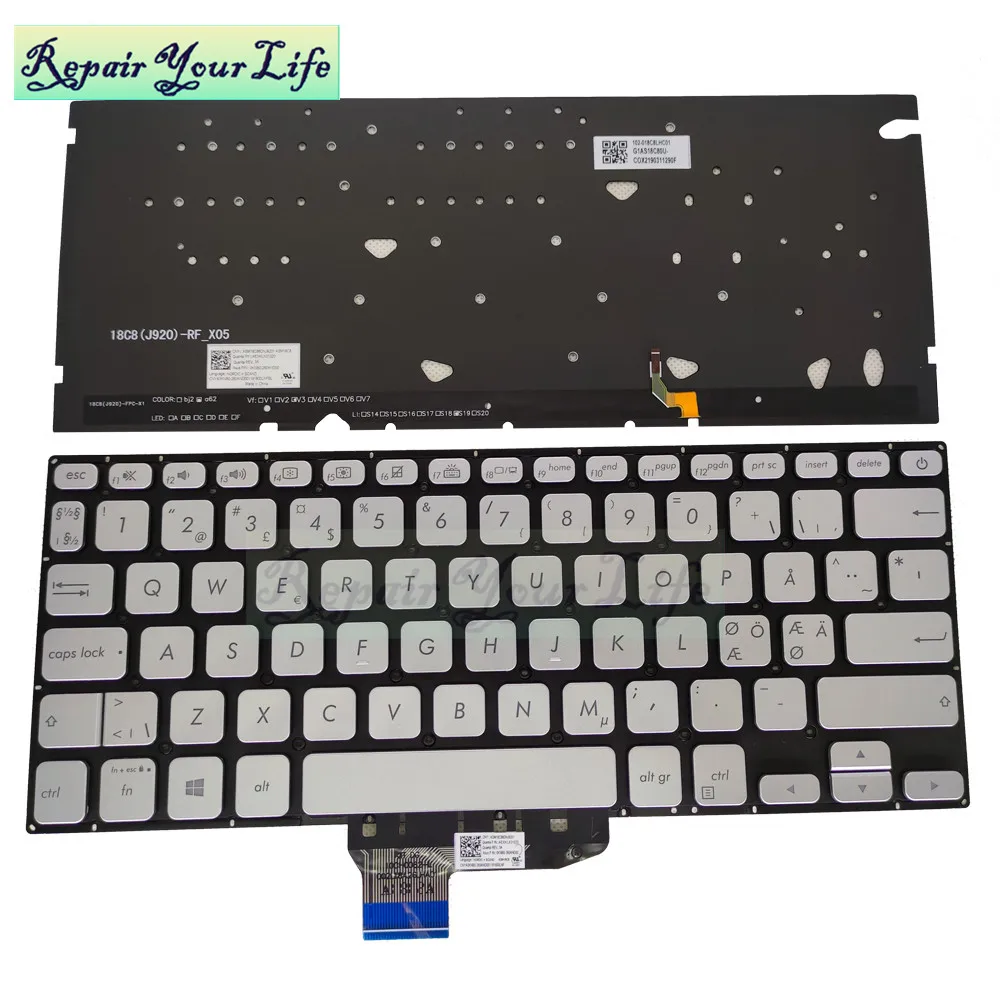 Imagem -04 - Substituição do Teclado Retroiluminado para Asus Teclado para X430 S430 A430 X430ua X430u Canadense Francês Chinês Reino Unido gb Prata Asm18c8