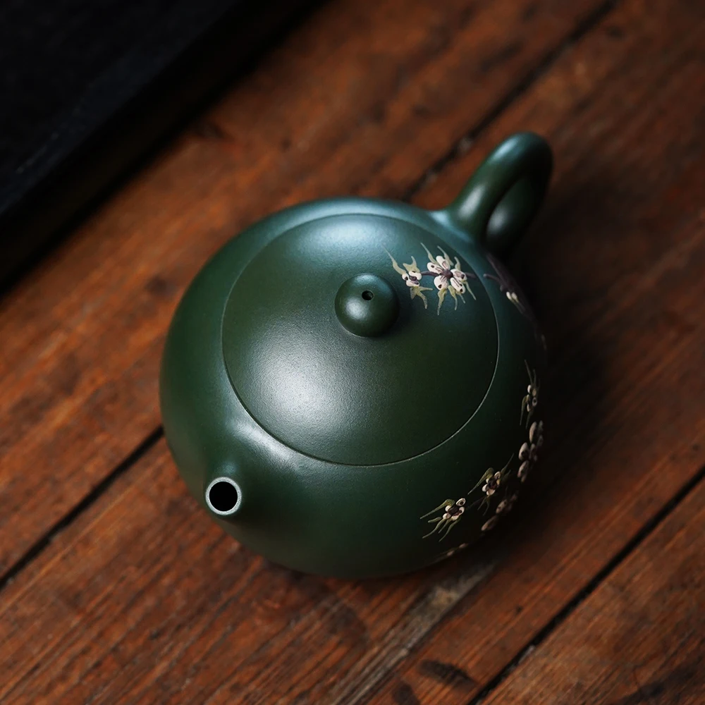 |Yihu spring Yixing purple clay pot famous Ma Yanchun full manual tea pot raw ore green mud household Xishi pot 200C