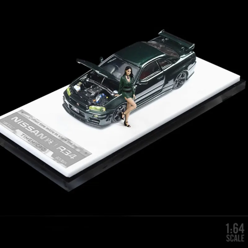 1:64 Scale Nissan Skyline GT-R R34 Figures Normal Version TM643432 Simulation Alloy Toy Car Model Ornaments Static Decoration