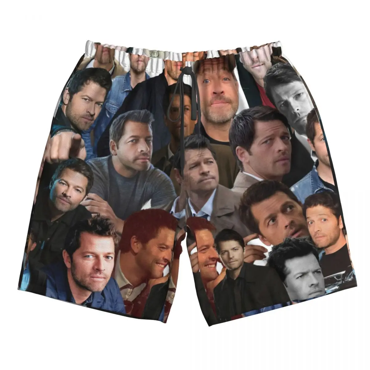 Supernatural - Misha Collins Photo Collage Men's Beach Shorts Fitness Quick-drying Swimsuit Funny Street Fun 3D Shorts