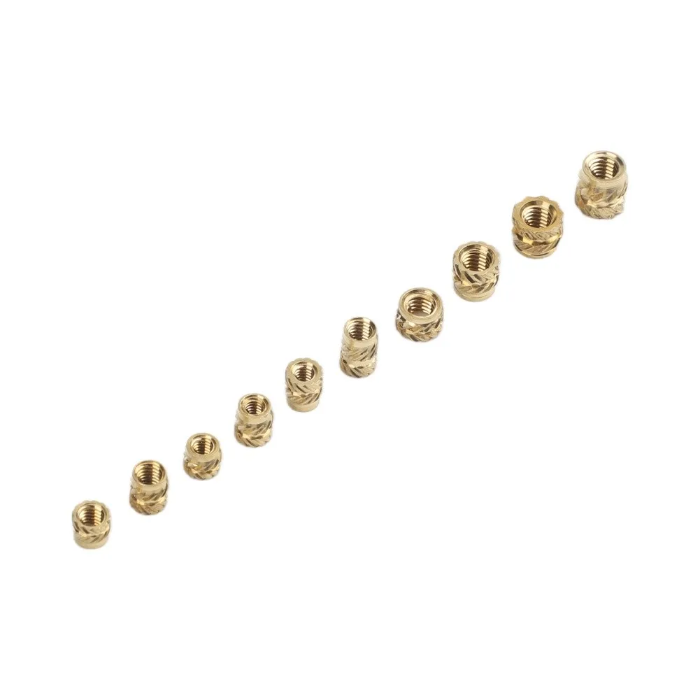 Injection Molding Nut Brass Heat Set Nuts For Plastic Housing Repair Diagonal Knurled Outer Wall For Plastic Housings