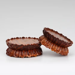 Solid wood circular lotus base Potted plants vase base living room home decoration Sculpture handicrafts Buddha statue altar