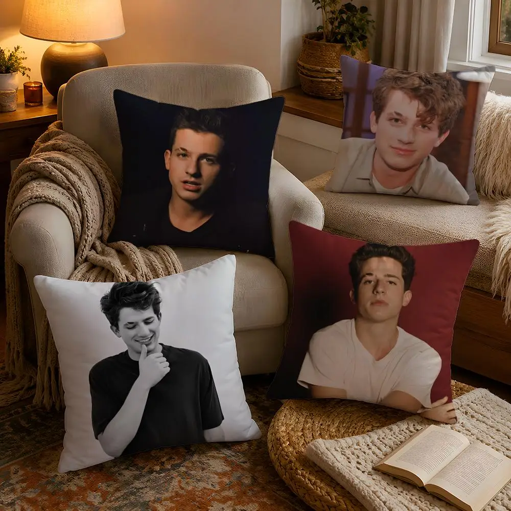 Hot Singer C-Charlie PuthS Pillow Case Soft Plush Cushion Cover Double Print and Invisible Zipper for Sofa Home Car Use