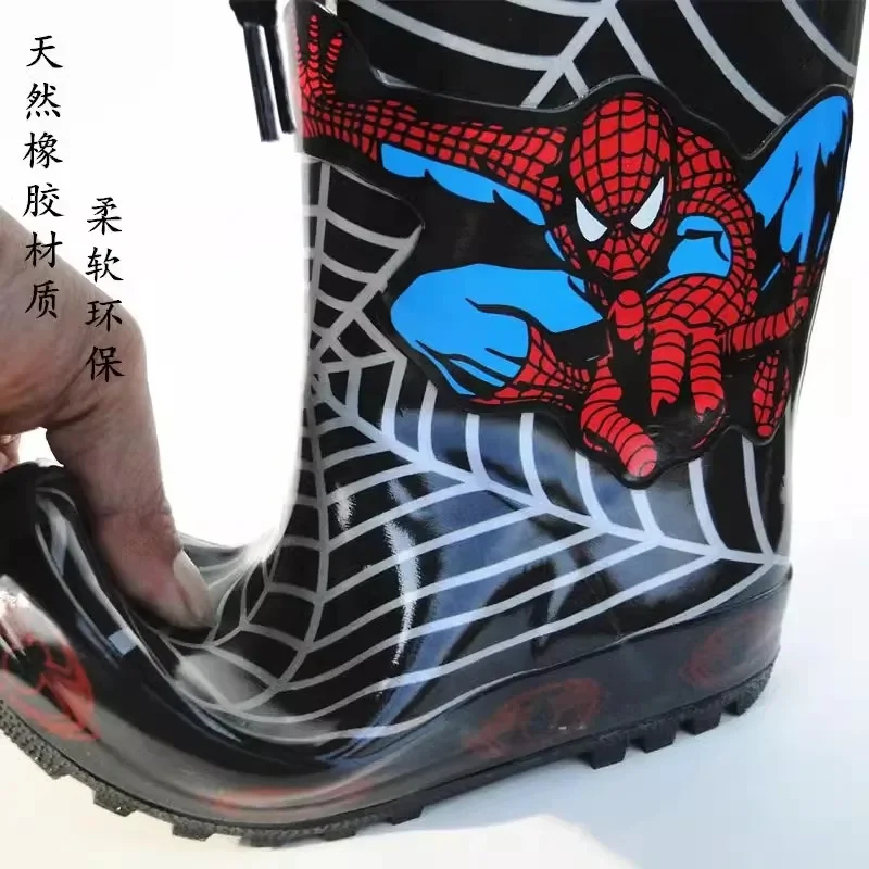 Disney cartoon bambini Spider-Man Stivali Stivali da pioggia per studenti Scarpe moda per bambini Scarpe corte antiscivolo