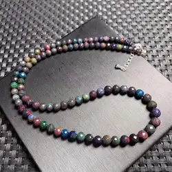 Natural Black Opal Faceted Collarbone Chain Fashion Crystal Quartz Gemstone Jewelry Reiki Healing Gift For Women 1PCS 3.5-5.5mm