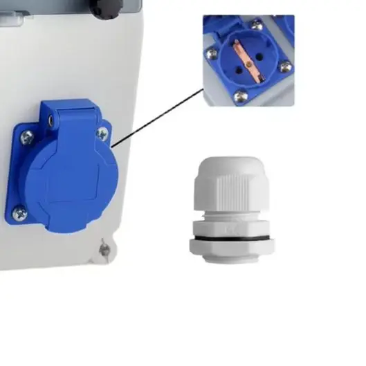 Waterproof Construction Power Distributor 230V 16A Empty Wall Box With 2 EU Sockets IP66 Outdoor Electrical Enclosure