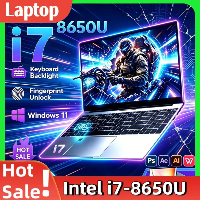 Nouvel ordinateur portable fin 14,1 pouces 2026 Intel i7-8650U Win11 Pro 32 Go de RAM 2 To SSD M.2 pour le bureau et les études