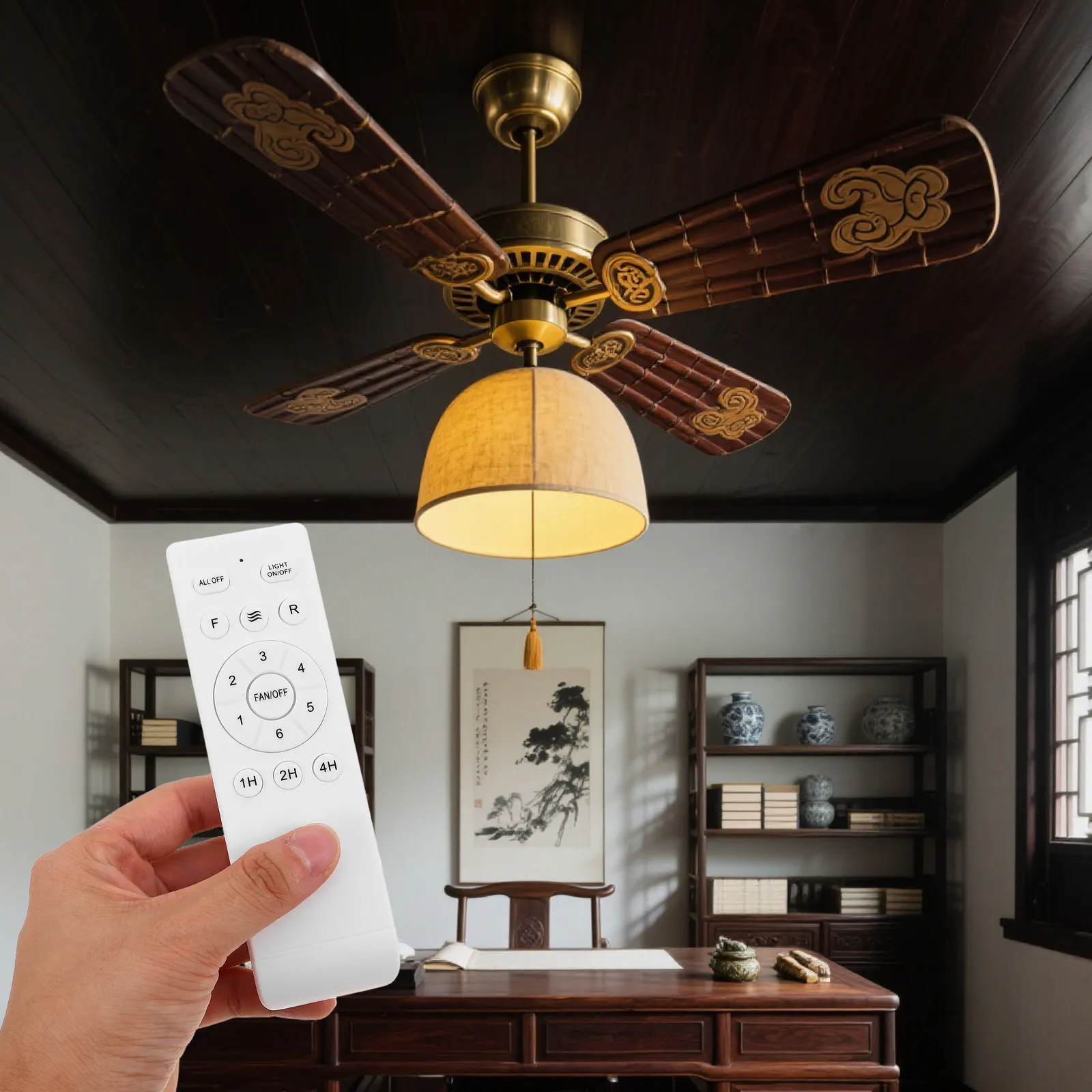 

2Pcs Smart Ceiling Fan Remote Controller 6-Speeds Fan and Light Control Compatible with 433 Receiver Dc Ac Ceiling Fans Home