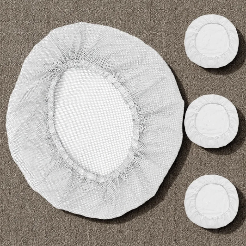 

4pcs Breathable Cotton Mesh Hair Cap White Durable Kitchen Cooking Cap Reusable Elastic Head Covers For Food Service Workers