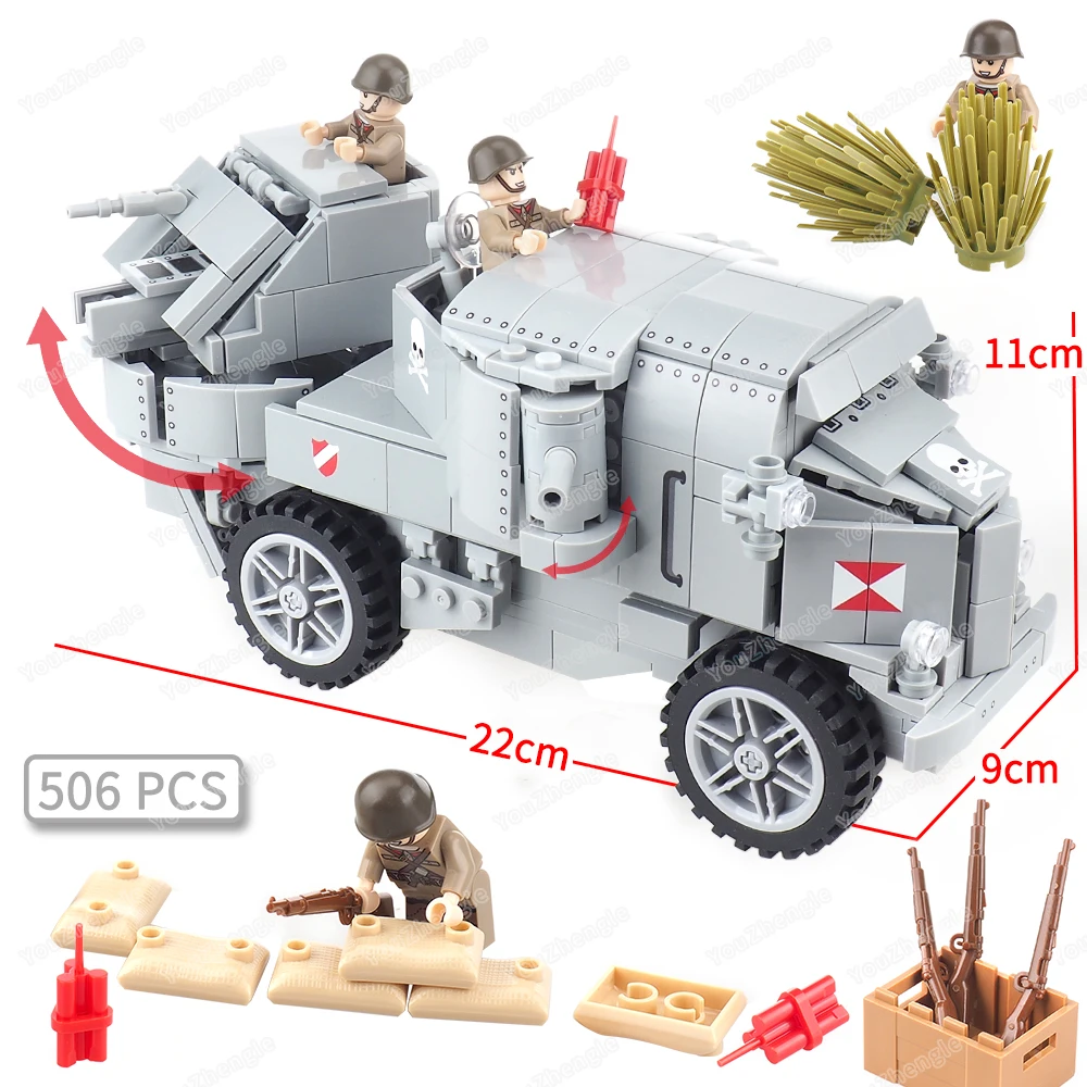 

Автомобиль Дейзи, тяжелый бронеавтомобиль, строительный блок, MOC, фигурки Battlefield 1, оружие, штурмовая машина, сцена, модель шестерни, подарки, игрушки для мальчиков