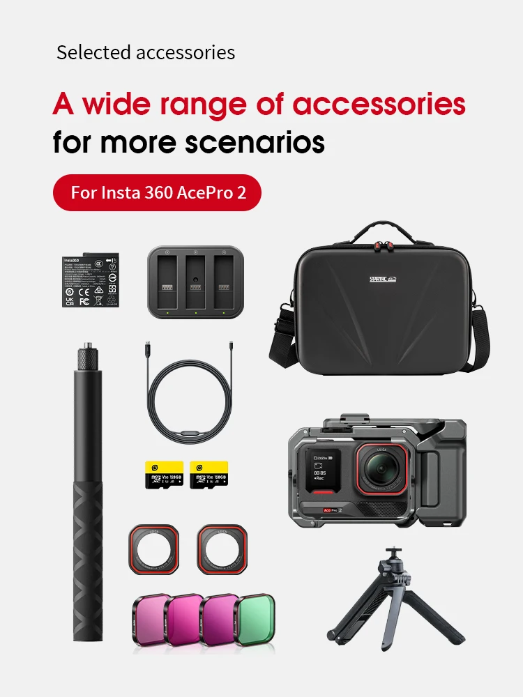 Tragetasche für Insta360 ACE Pro/Ace Pro 2 Xplorer Grip Kit Zubehör Aufbewahrungs-Reisetasche für Insta 360 114cm Selfie-Stick – Detail 3