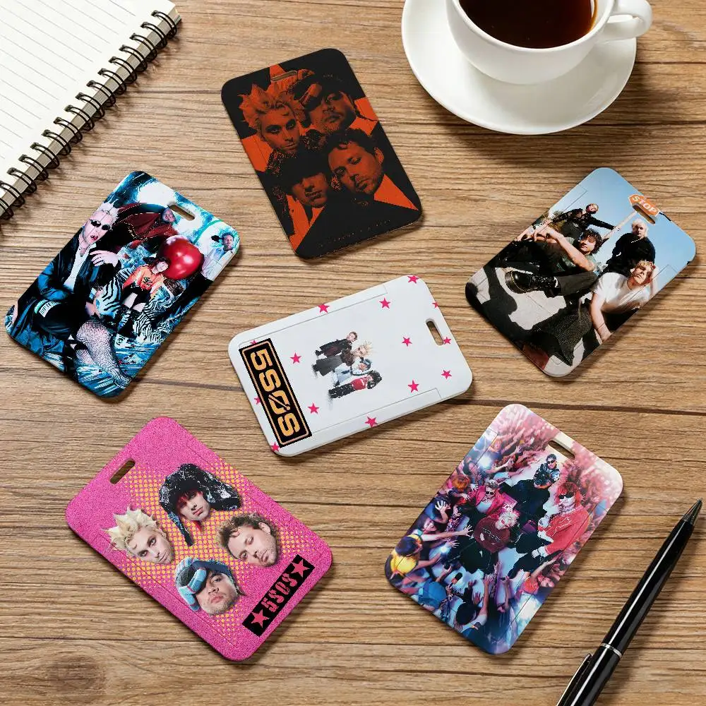 Band 5 S-Seconds of Summer Pocket Credit ID Card Badge Tag Bus Card Holder Pass Case With Neck Strap Lanyard