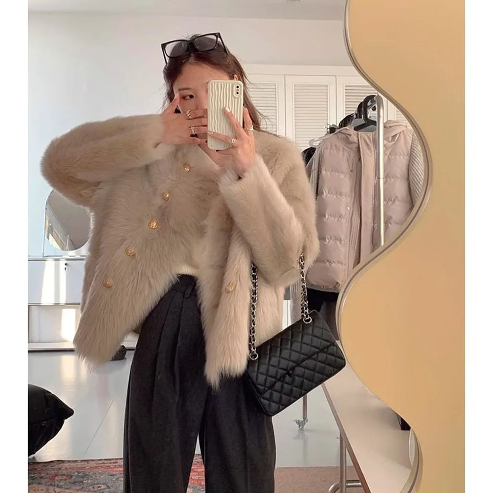 Imitation Fur Coat For Women Autumn Winter Loose Thick Plush Warm Fur Jacket Female Casual Short Smale Fragrant Style Outwear