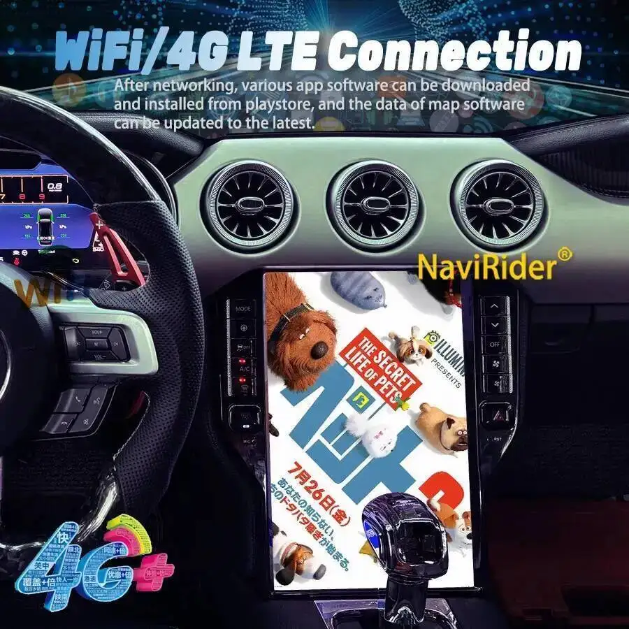 Radio de coche Android 15 de 14,5 pulgadas para Ford Mustang 2015-2021, reproductor de vídeo Multimedia estéreo para coche, unidad principal de navegación GPS 4G