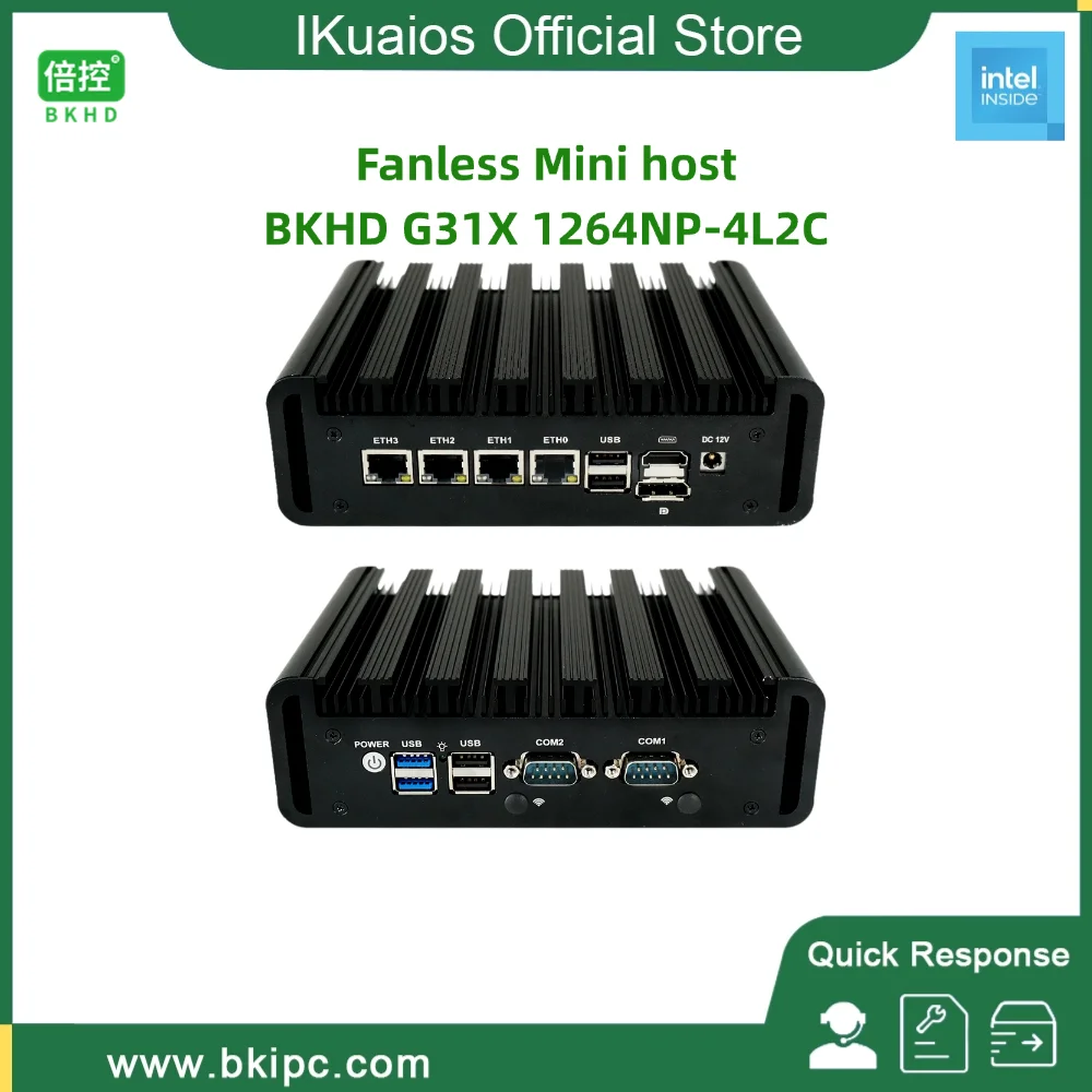 IKuaiOS Fanless Mini IPC N100 Processor 4x2.5GbE Compatible Pfsense Linux Ubuntu Windows for IoT Machine Vision G31X 1264NP 4L2C