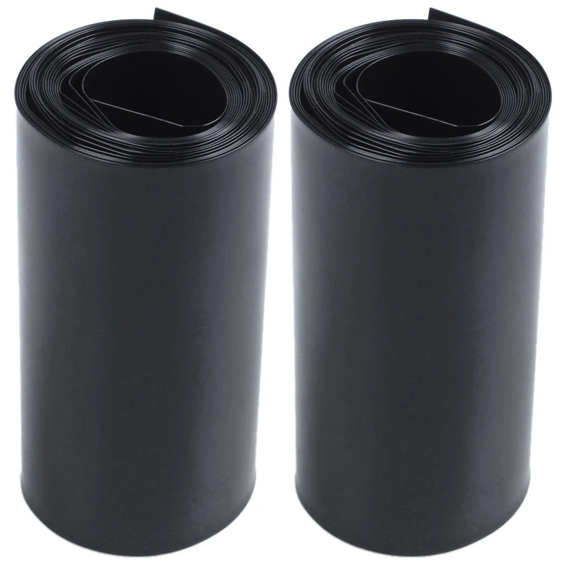 

2Pcs 70Mm/44Mm PVC Heat Shrink Tubing Wrap Black 2M 6.5Ft For 18650 Battery