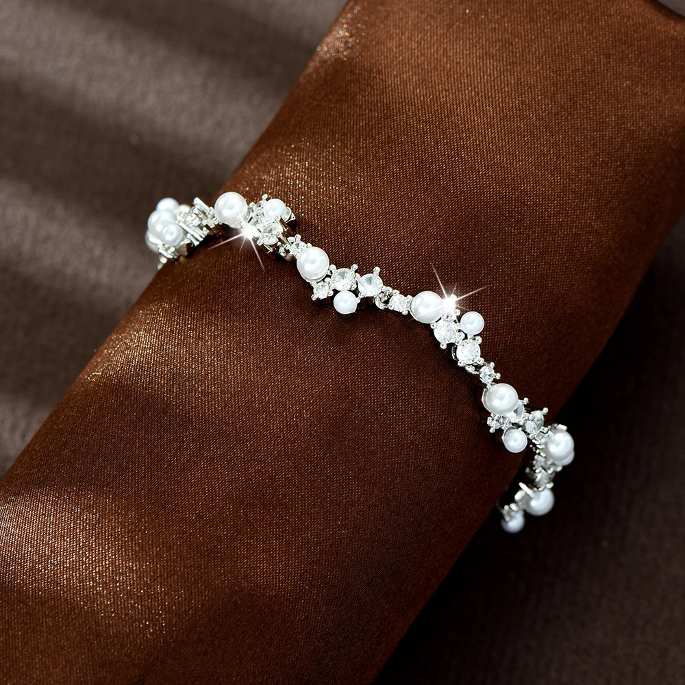 HIBRIDE Gentle Elegant Women Luxury Exquisite Pearl Bracelet Daily Jewelry Wedding Ball Travel Accessories Birthday Gift B286